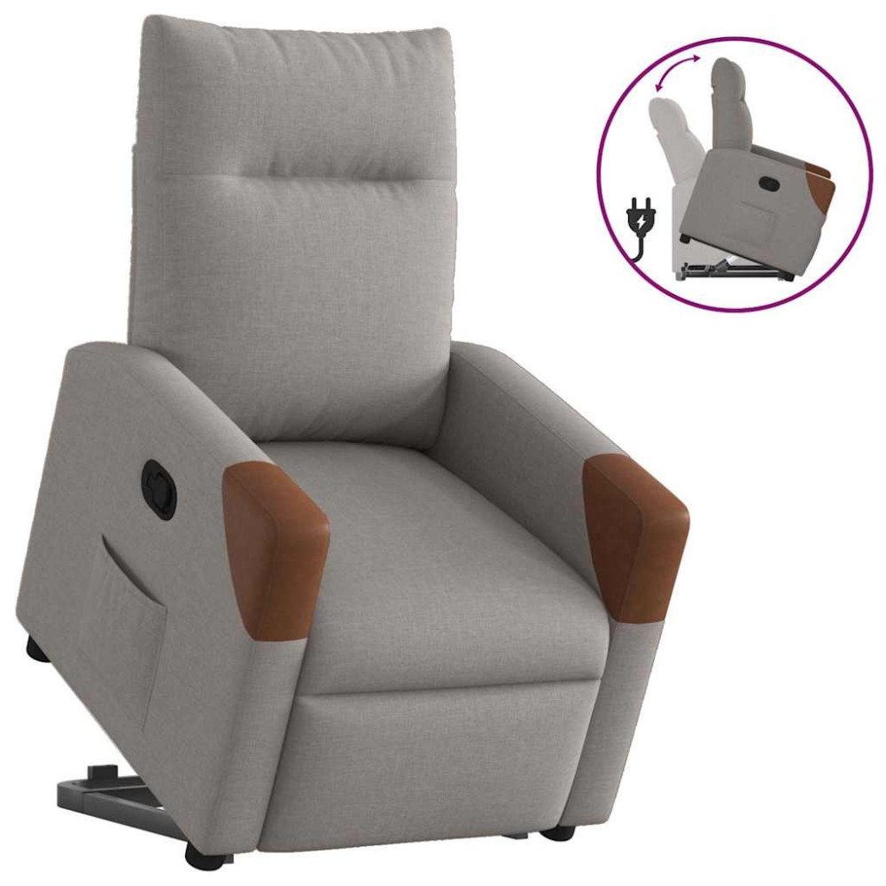vidaXL Reclinerfåtölj med uppresningshjälp taupe tyg