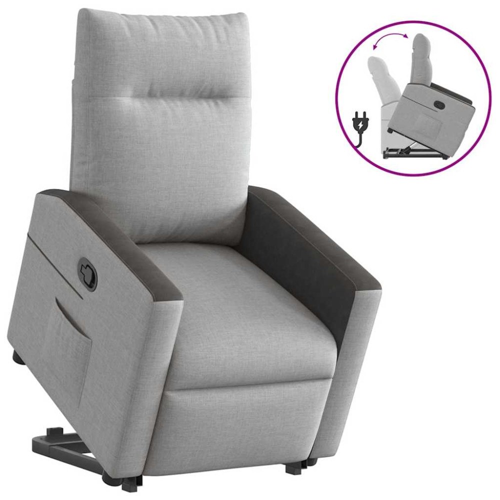 vidaXL Reclinerfåtölj med uppresningshjälp molngrå tyg