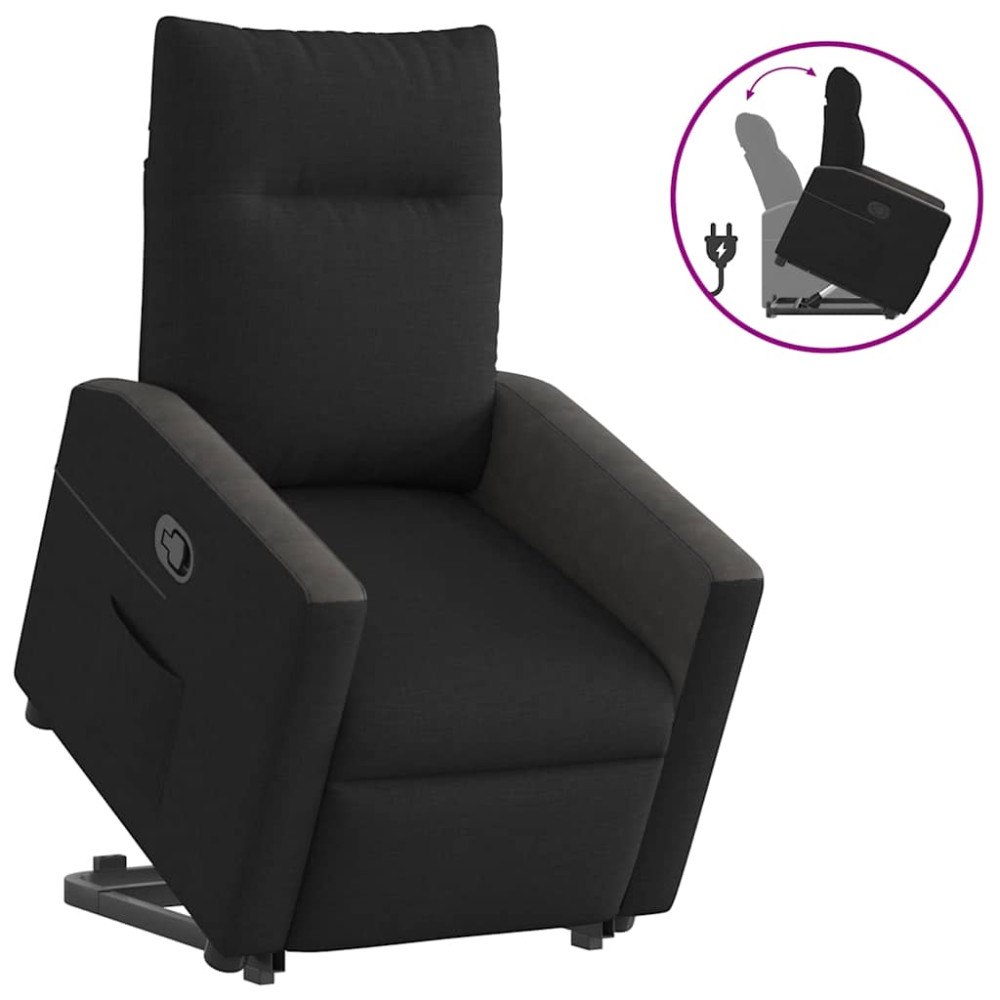 vidaXL Reclinerfåtölj med uppresningshjälp svart tyg