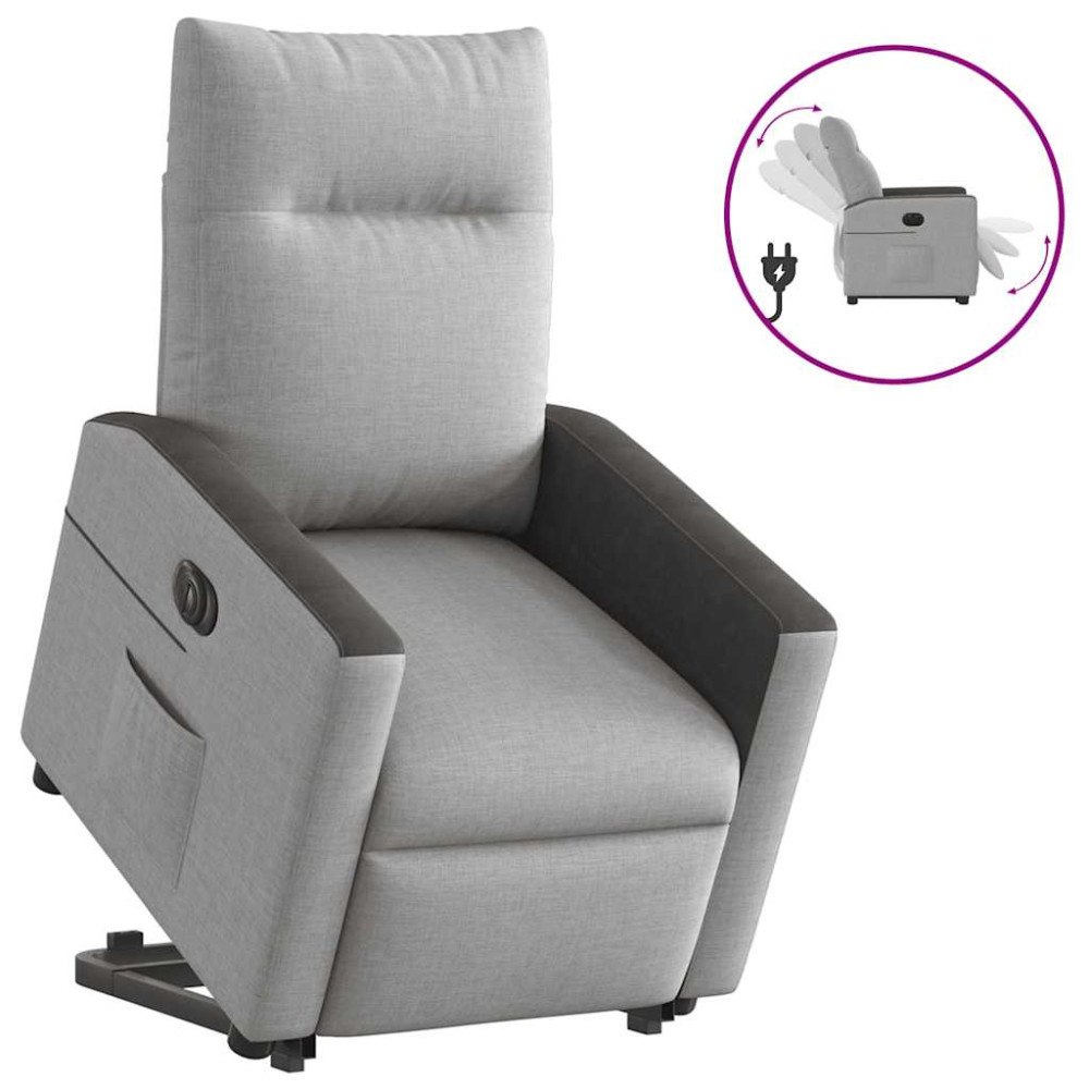 vidaXL Elektrisk reclinerfåtölj med uppresningshjälp molngrå tyg