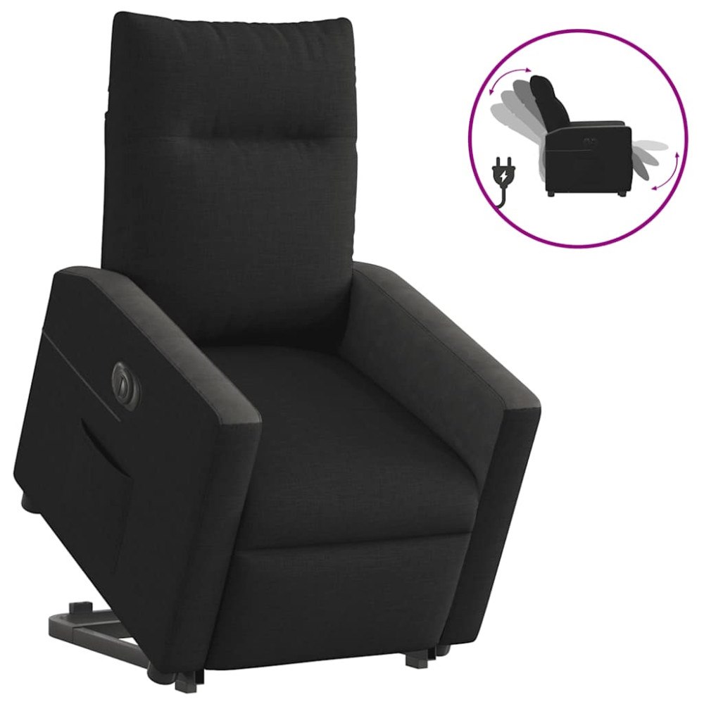 vidaXL Elektrisk reclinerfåtölj med uppresningshjälp svart tyg