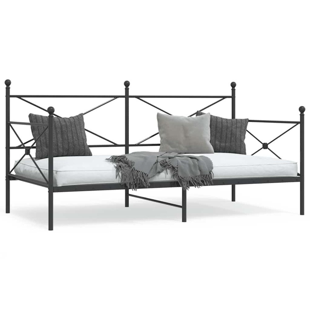 vidaXL Dagbädd utan madrass svart 100x190 cm stål