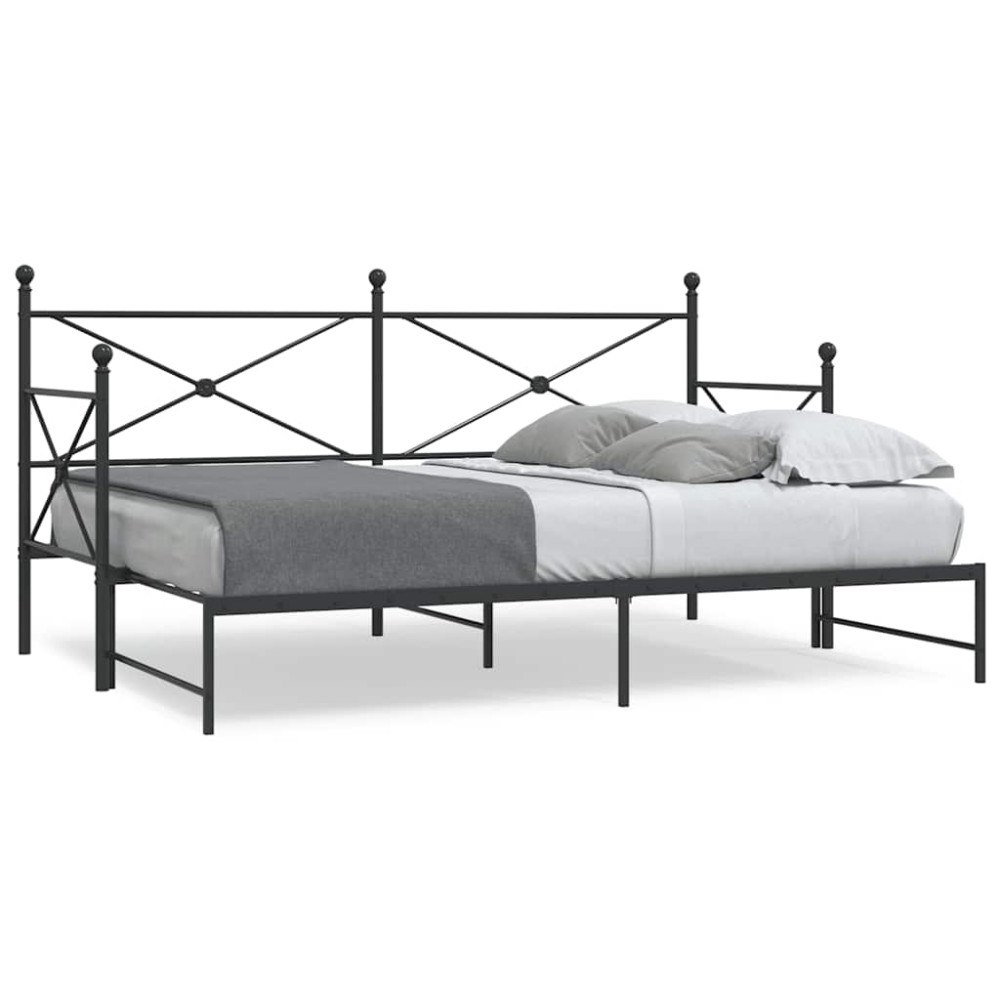 vidaXL Dagbädd med rull utan madrass svart 75x190 cm stål
