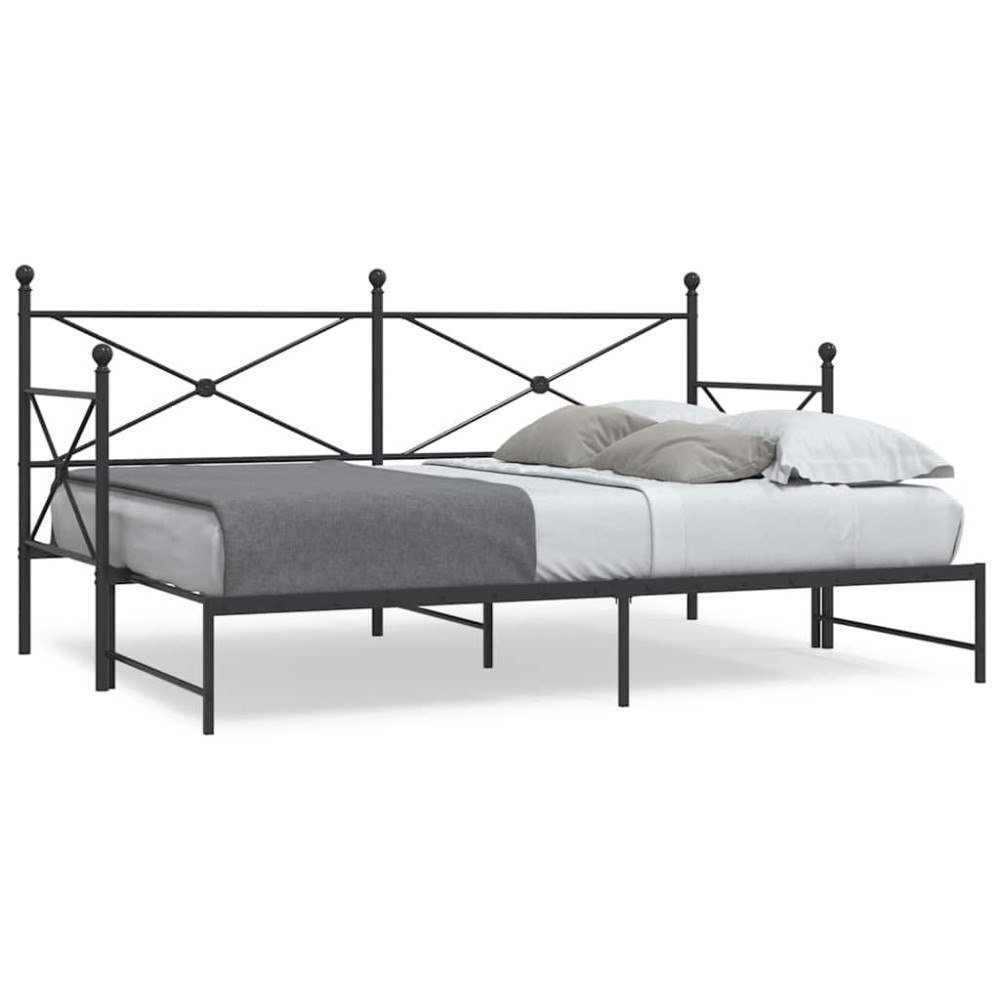 vidaXL Dagbädd med rull utan madrass svart 90x190 cm stål