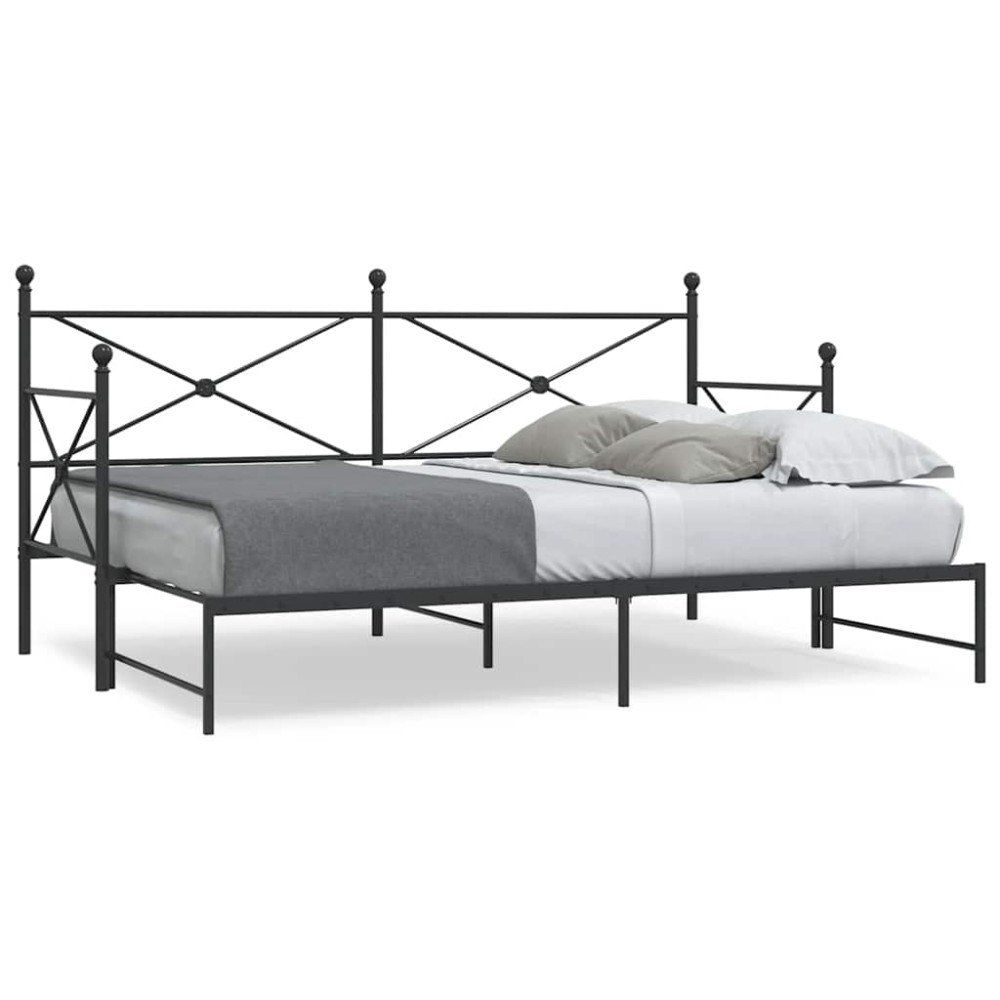 vidaXL Dagbädd med rull utan madrass svart 90x200 cm stål