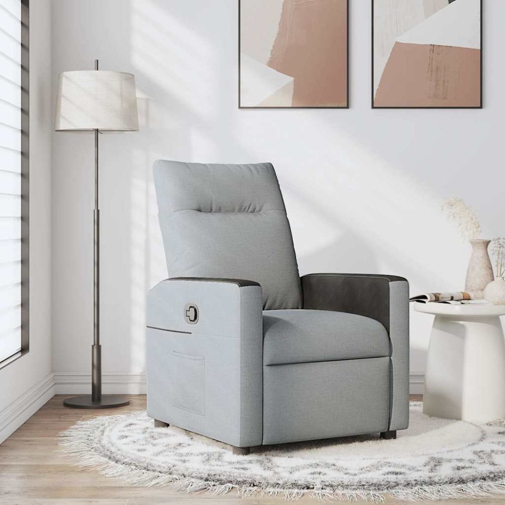vidaXL Reclinerfåtölj ljusgrå tyg
