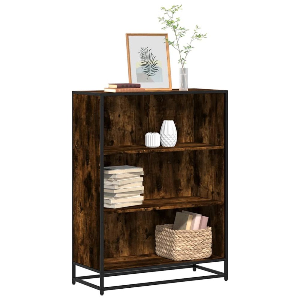 vidaXL Bokhylla rökfärgad ek 80,5x35x107,5 cm konstruerat trä