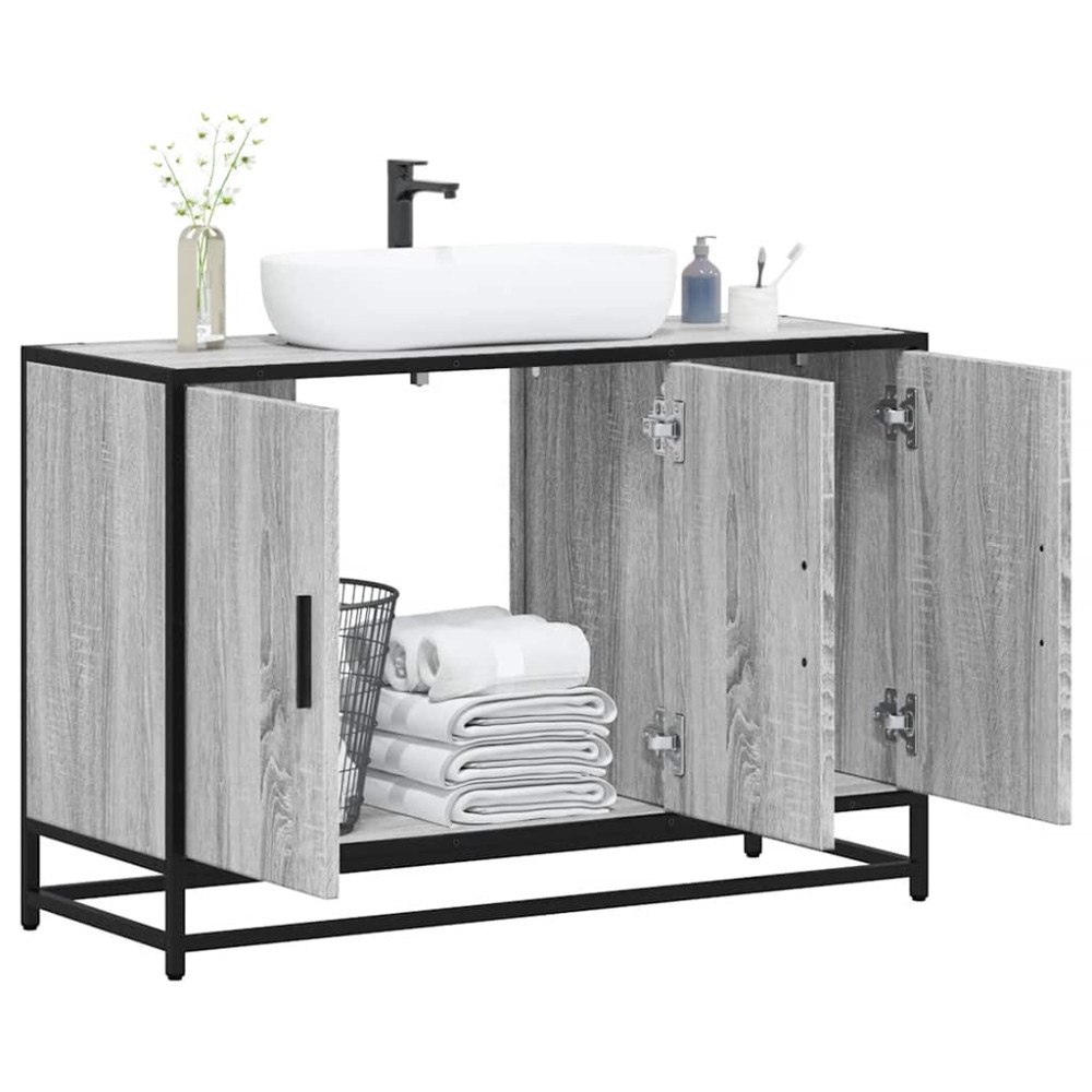 vidaXL Tvättställsskåp grå sonoma 90x33x60 cm konstruerat trä