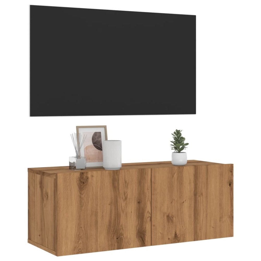 vidaXL Väggmonterad tv-skåp artisan ek 80x30x30 cm konstruerat trä