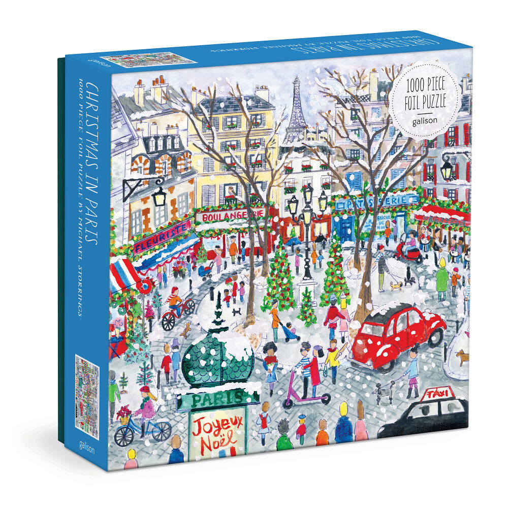 Galison Mudpuppy Michael Storrings Christmas in Paris 1000 Piece Foil Puzzle