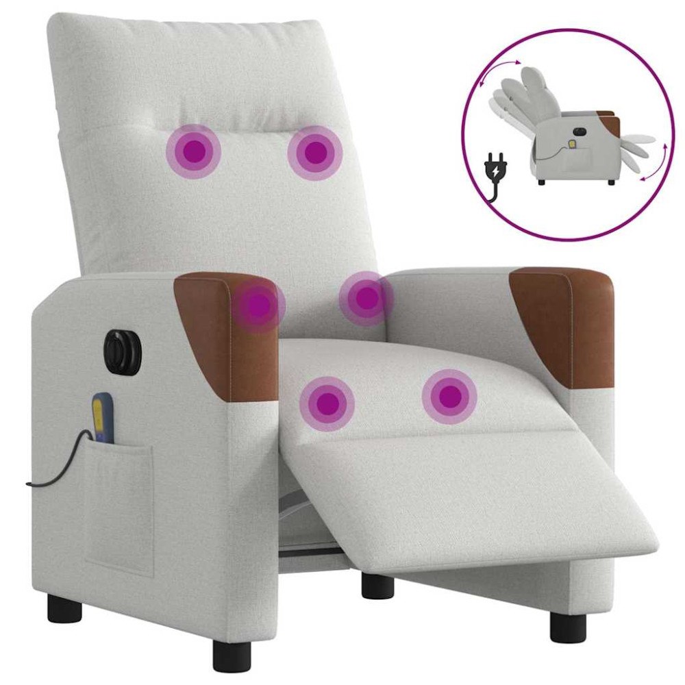 vidaXL Elektrisk massagefåtölj molngrå tyg