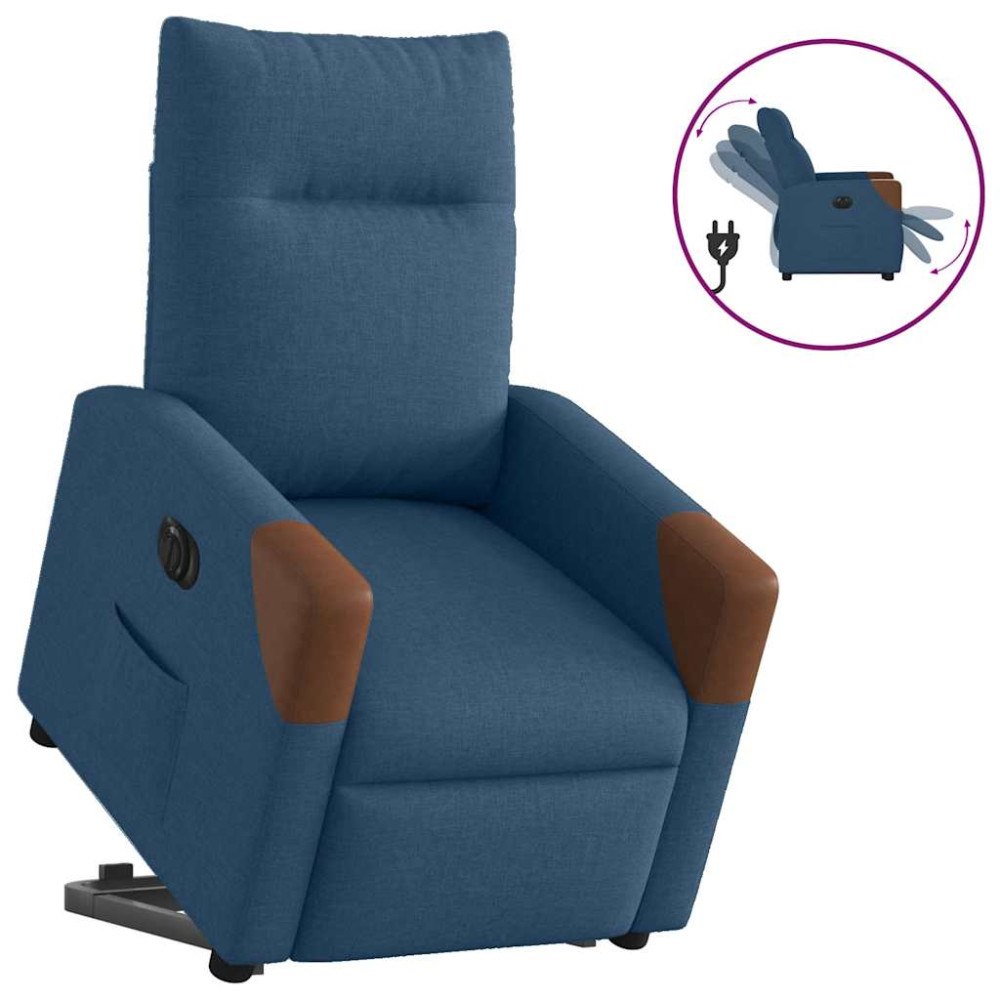 vidaXL Elektrisk reclinerfåtölj med uppresningshjälp blå tyg
