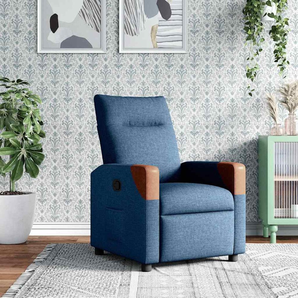 vidaXL Reclinerfåtölj blå tyg