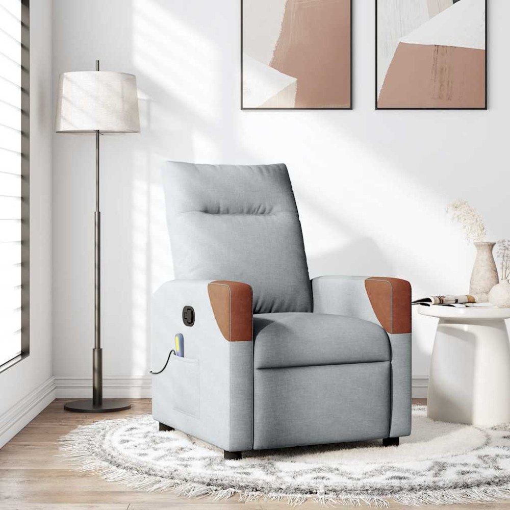 vidaXL Massagefåtölj ljusgrå tyg
