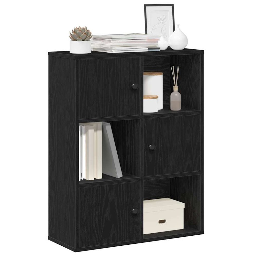vidaXL Bokhylla svart ek 60x24x76,5 cm konstruerat trä
