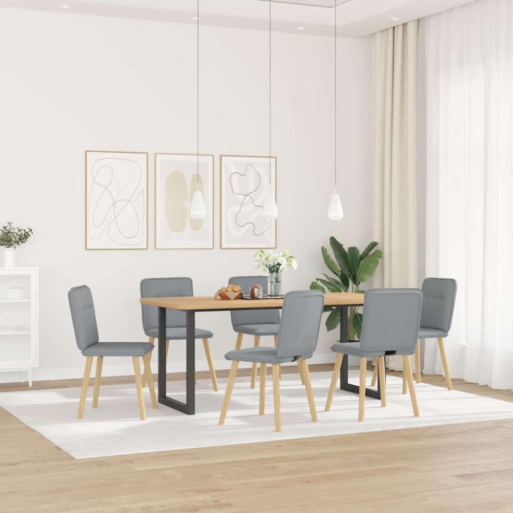 vidaXL Matstolar 6 st ljusgrå tyg
