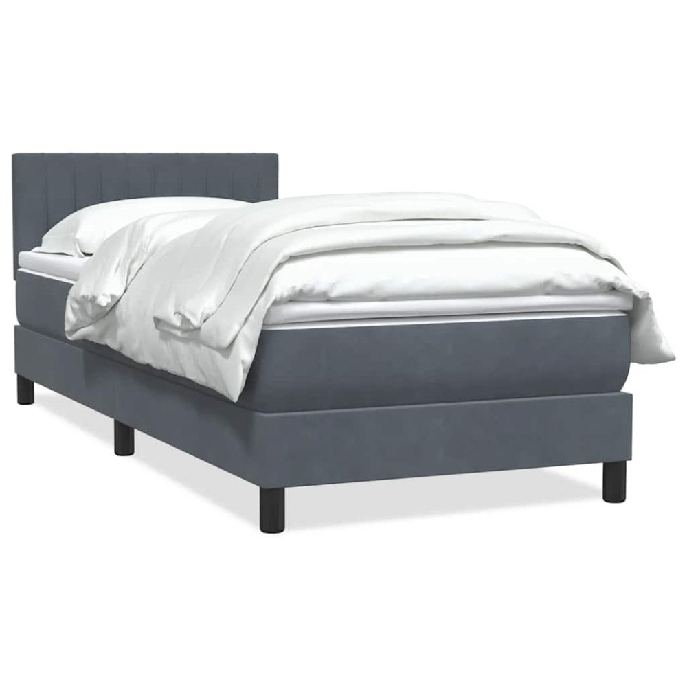 vidaXL Ramsäng med madrass mörkgrå 90x210 cm sammet