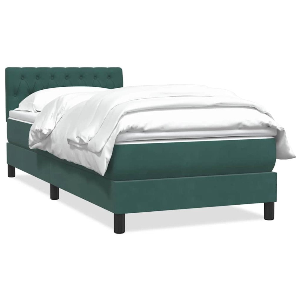 vidaXL Ramsäng med madrass mörkgrön 90x220 cm sammet