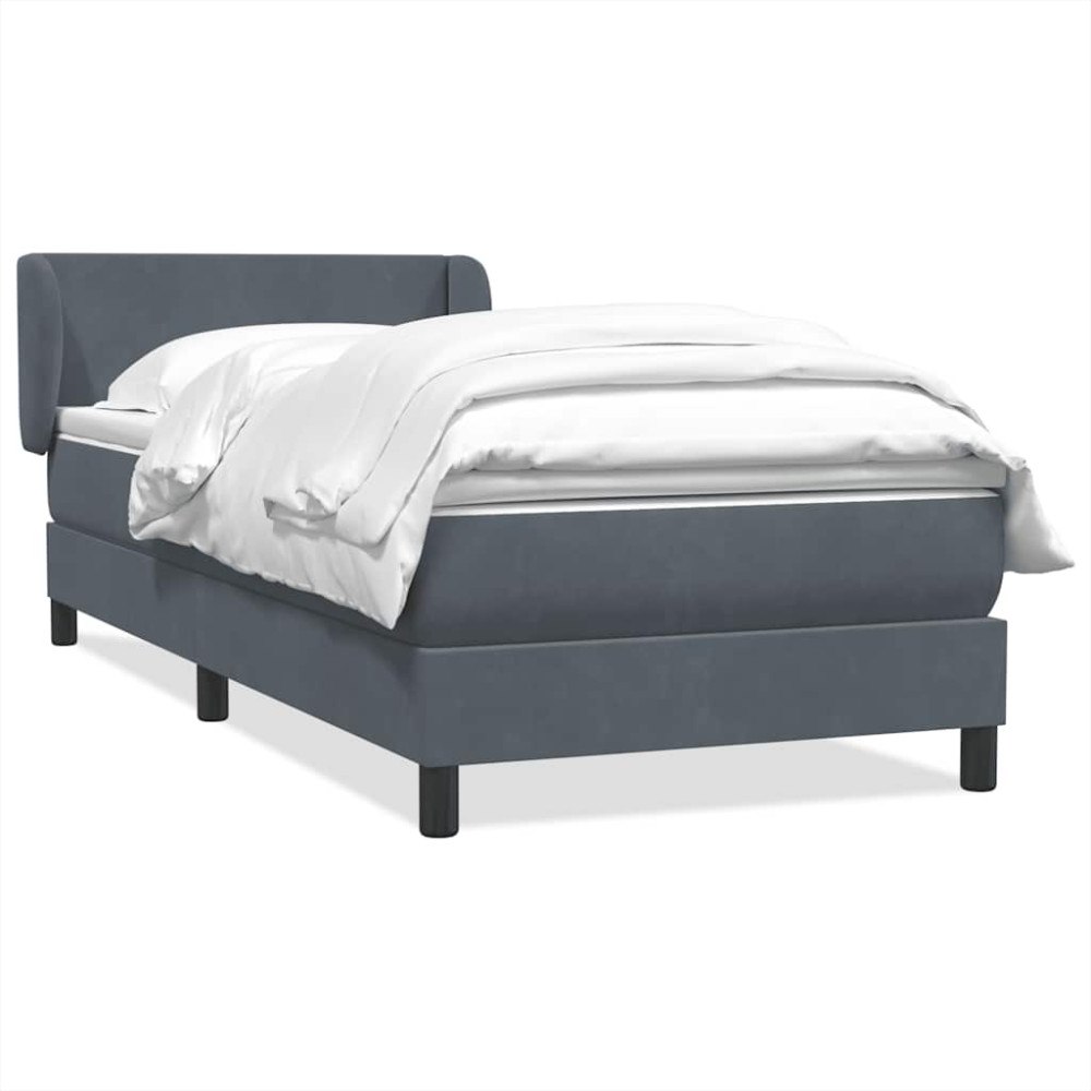 vidaXL Ramsäng med madrass mörkgrå 80x220 cm sammet
