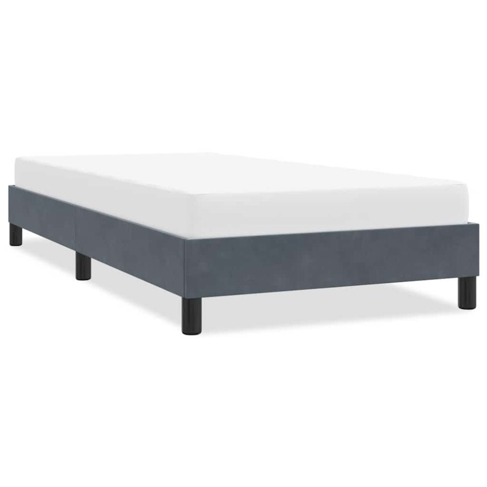 vidaXL Sängram utan madrass mörkgrå 90x210 cm sammet