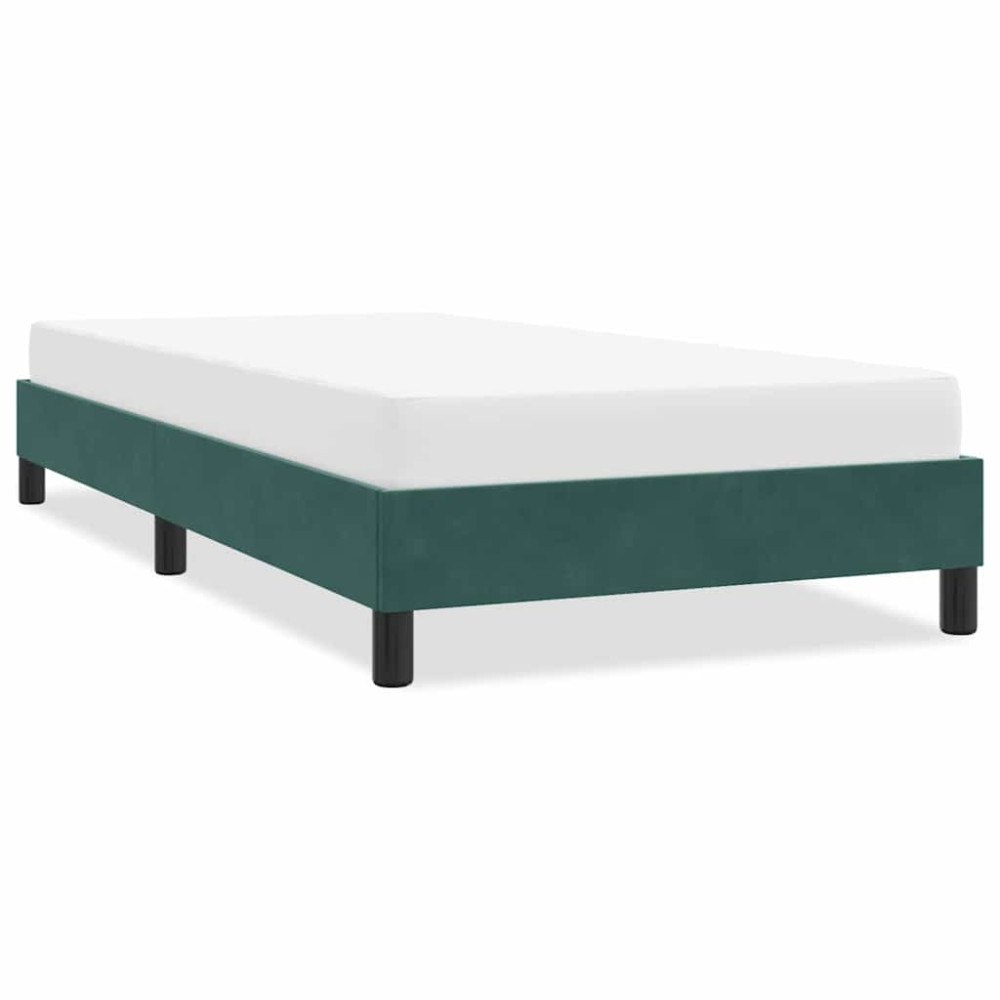 vidaXL Sängram utan madrass mörkgrön 100x210 cm sammet