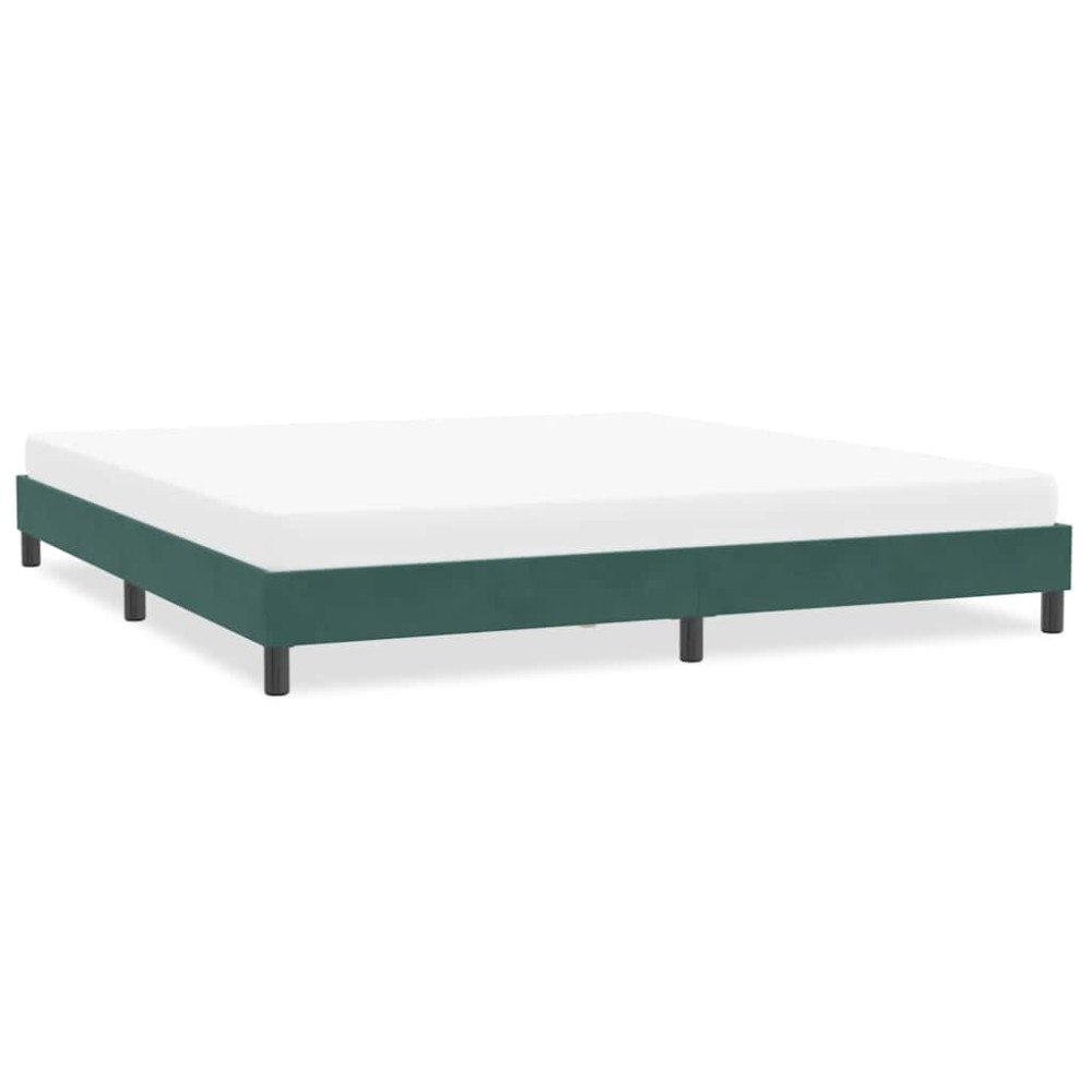 vidaXL Sängram utan madrass mörkgrön 200x210 cm sammet