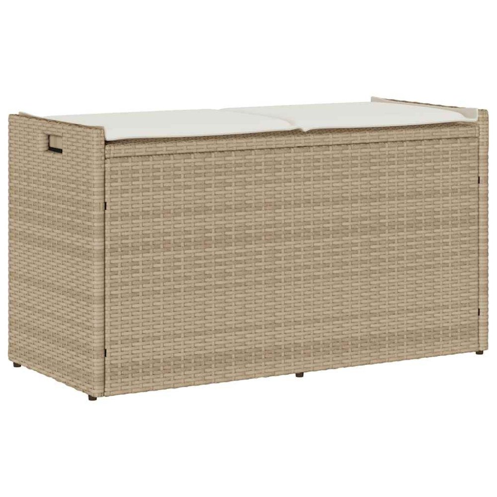 vidaXL Förvaringsbänk för utomhusbruk dyna beige 100 cm konstrotting