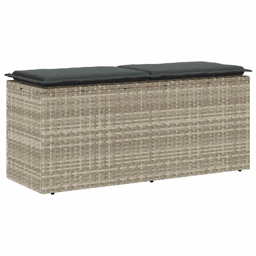 vidaXL Trädgårdsbänk med dyna ljusgrå 110x40x44 cm konstrotting