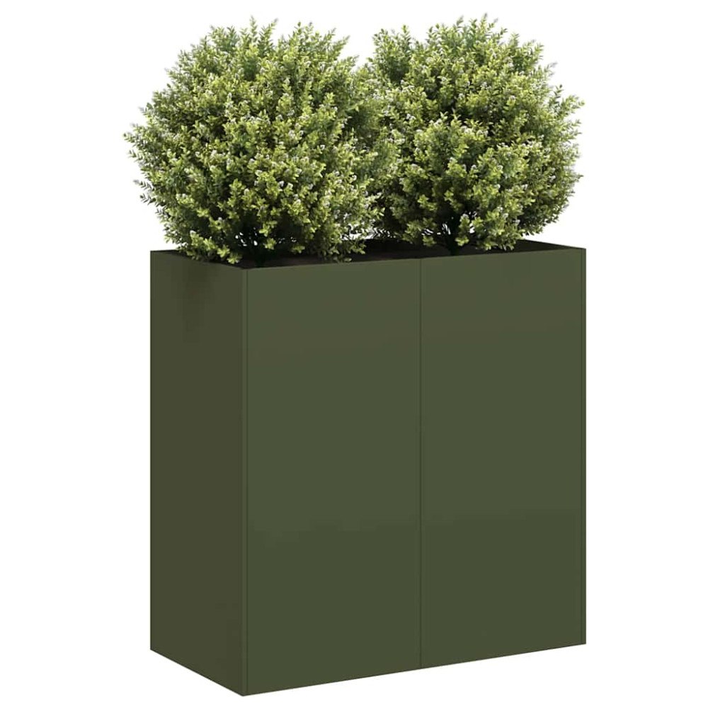 vidaXL Planteringskärl olivgrön 80x40x80 cm kallvalsat stål