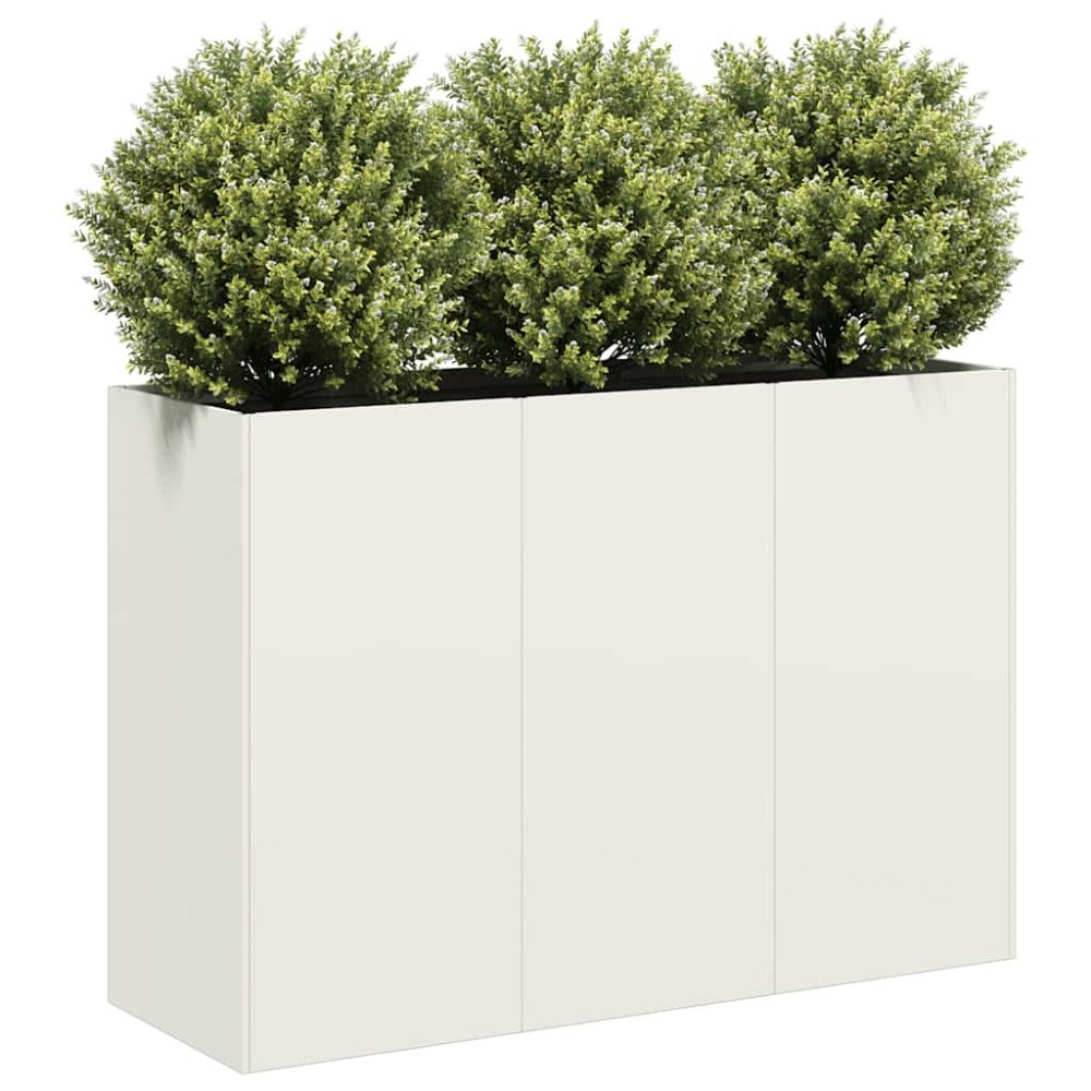 vidaXL Planteringskärl vit 120x40x80 cm kallvalsat stål