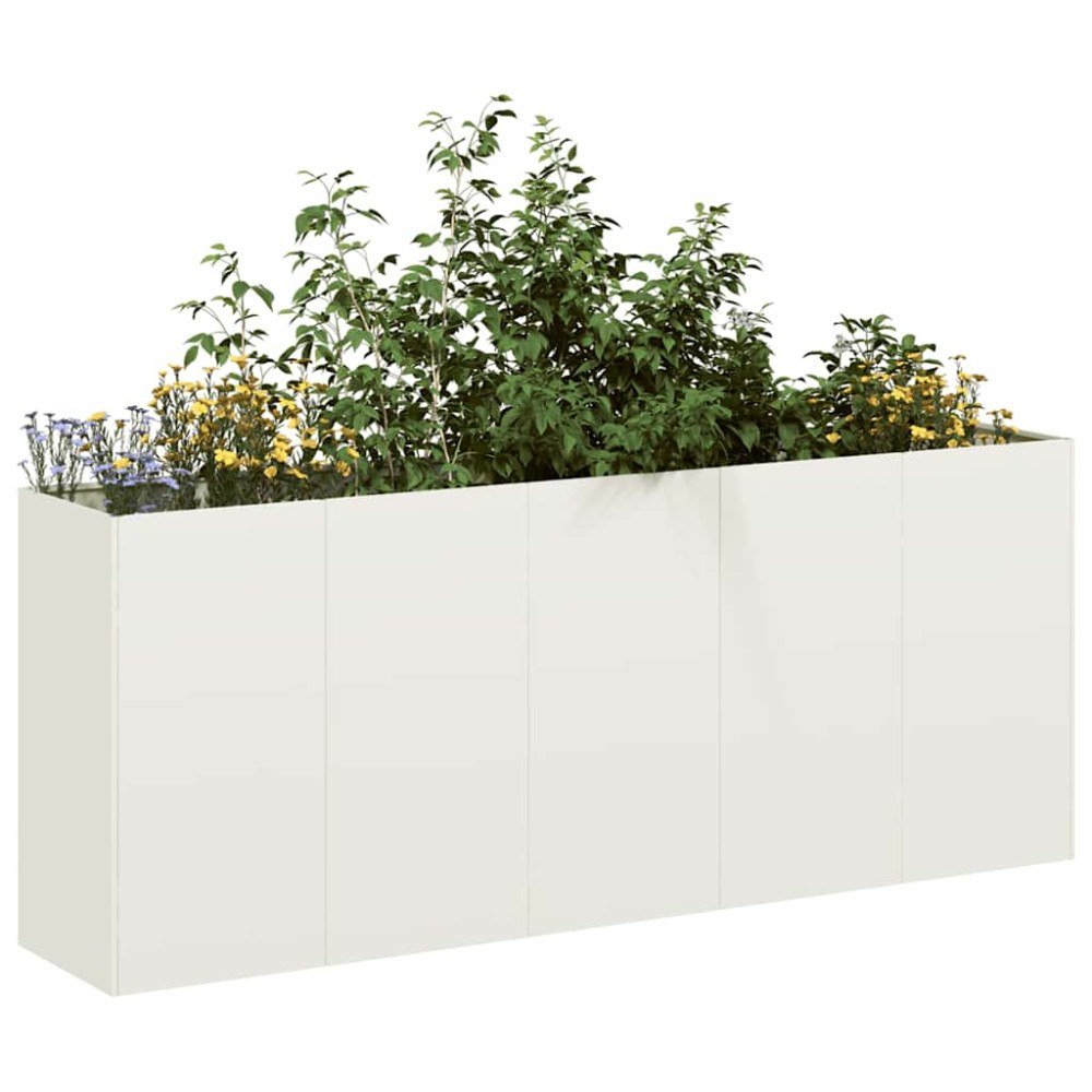 vidaXL Planteringskärl vit 200x40x80 cm kallvalsat stål