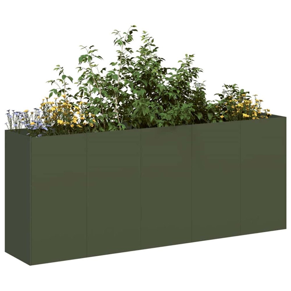 vidaXL Planteringskärl olivgrön 200x40x80 cm kallvalsat stål
