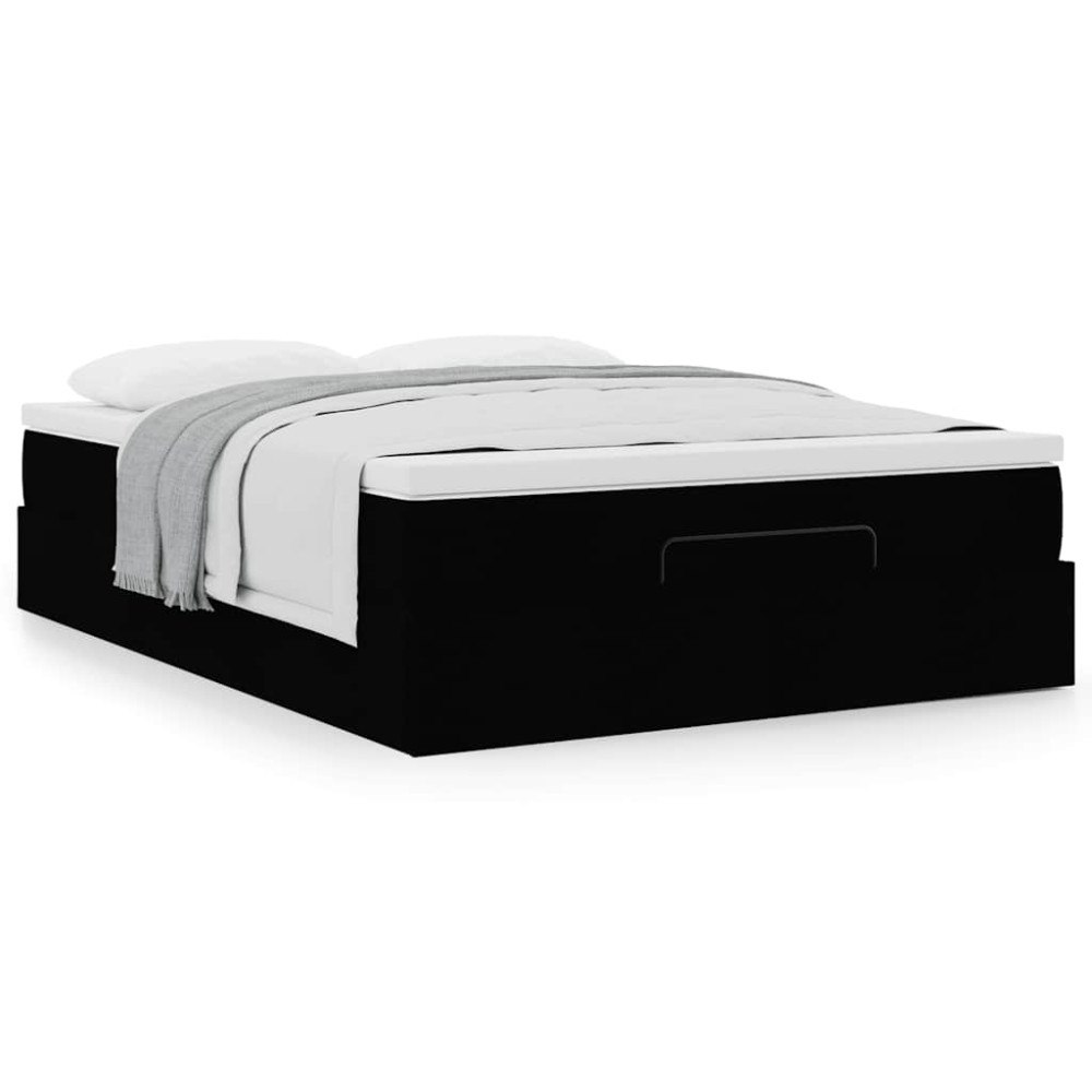 vidaXL Ottoman sängram med madrass svart 140x190 cm tyg