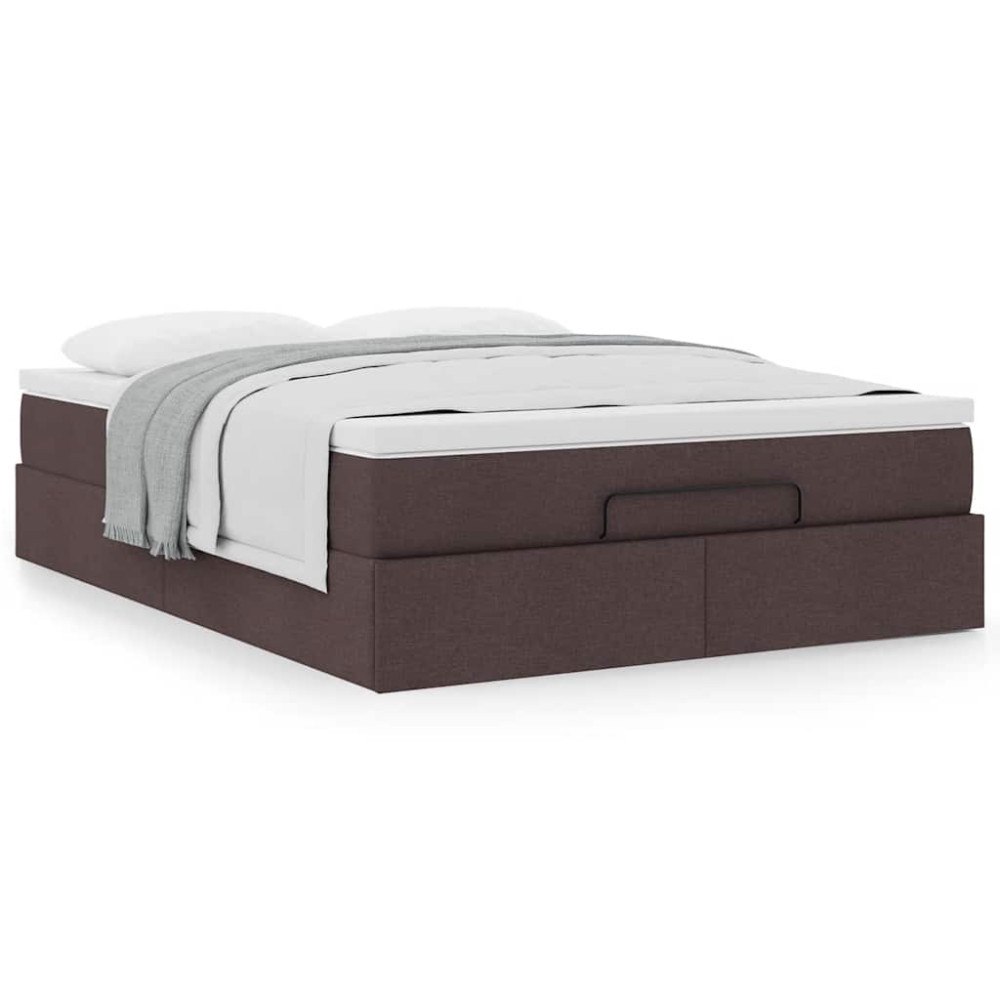 vidaXL Ottoman sängram med madrass mörkbrun 140x190 cm tyg
