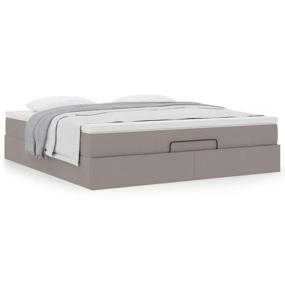 vidaXL Ottoman sängram med madrass taupe 180x200 cm tyg
