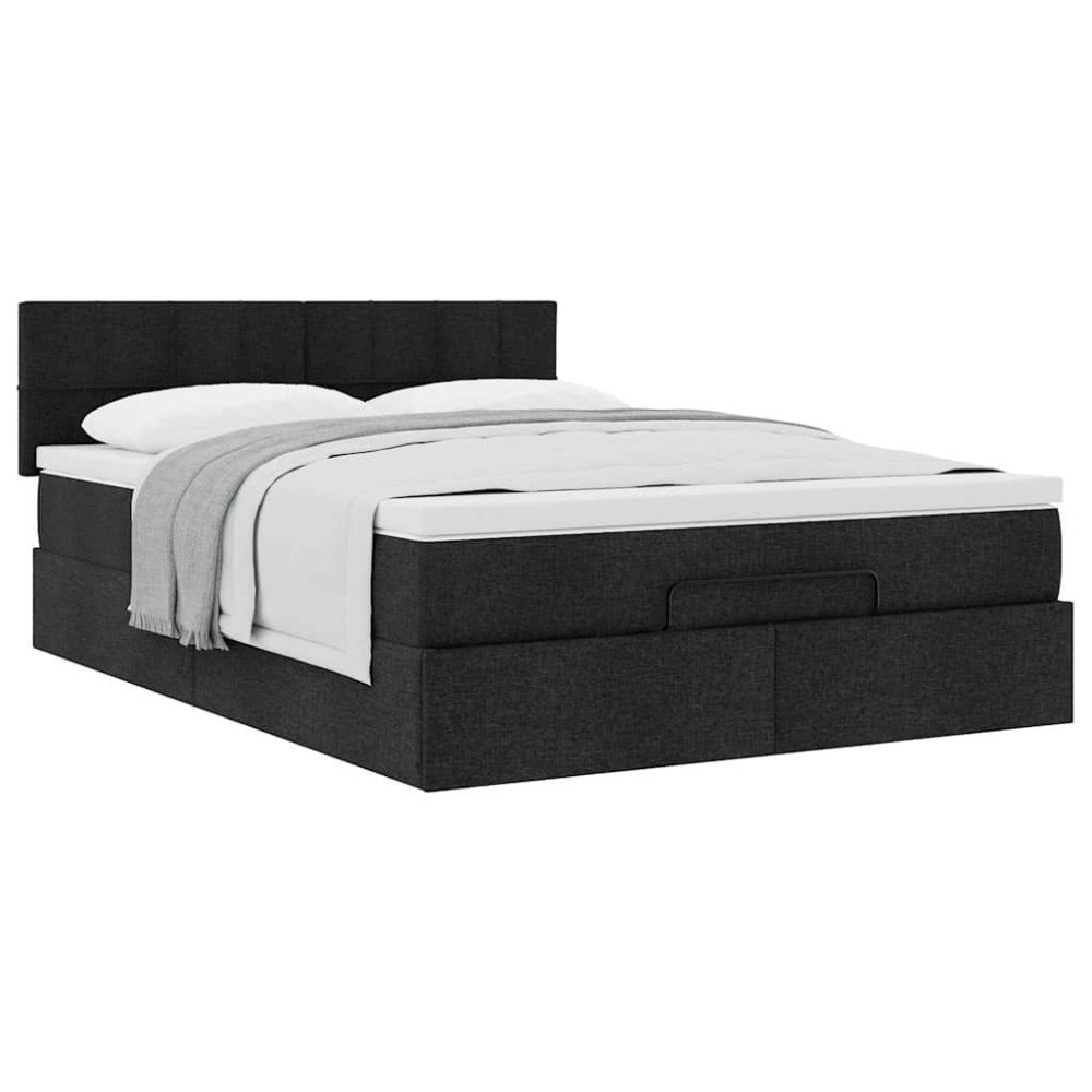 vidaXL Ottoman säng med madrass svart 140x190 cm tyg