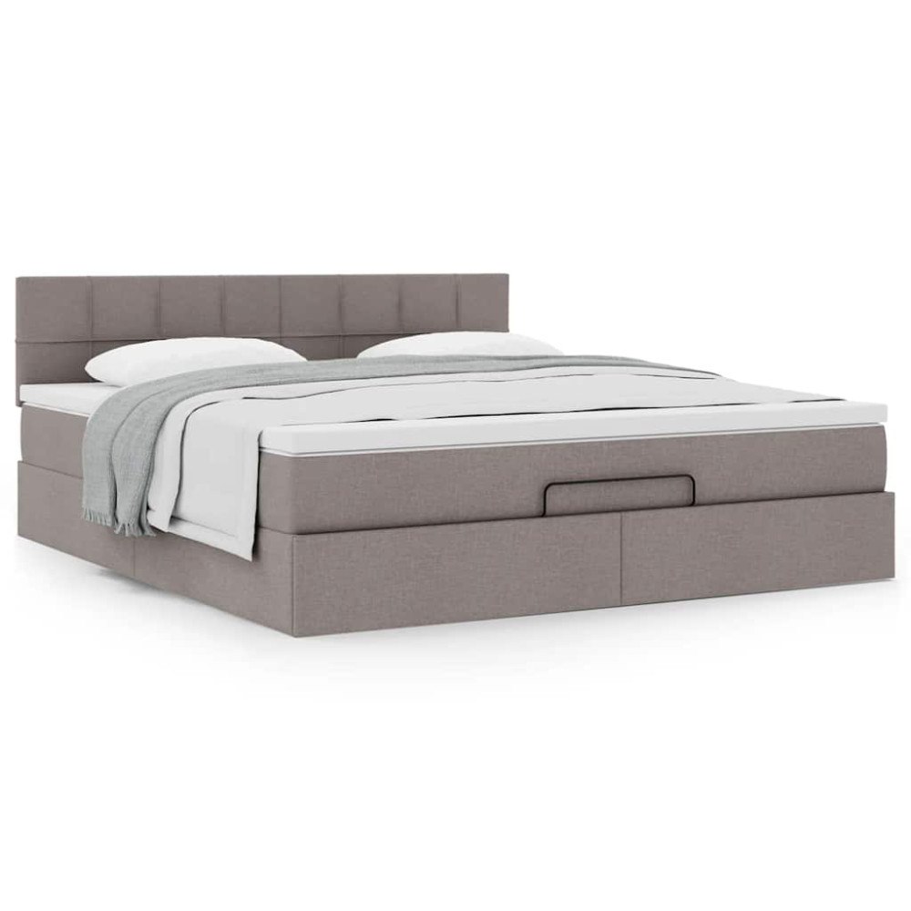 vidaXL Ottoman sängram med madrass taupe 180x200 cm tyg