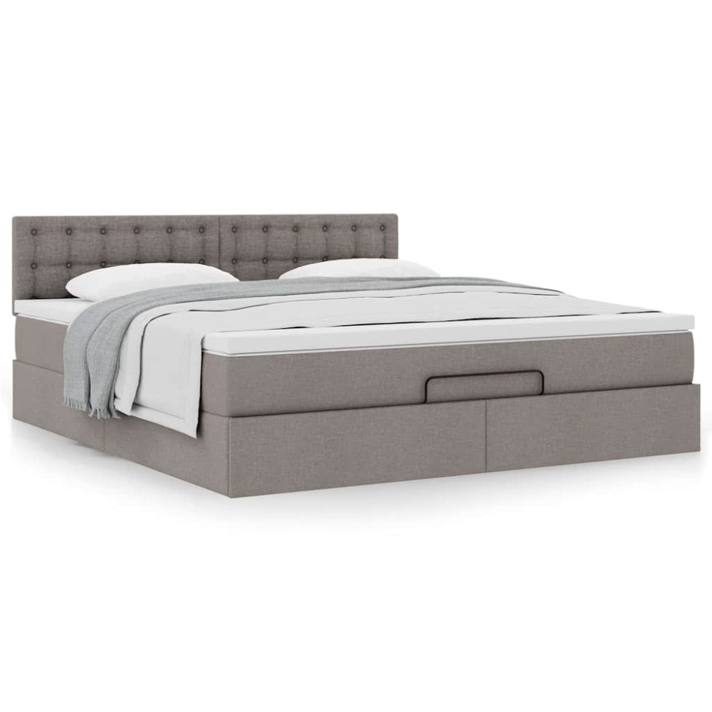 vidaXL Ottoman sängram med madrass taupe 180x200 cm tyg