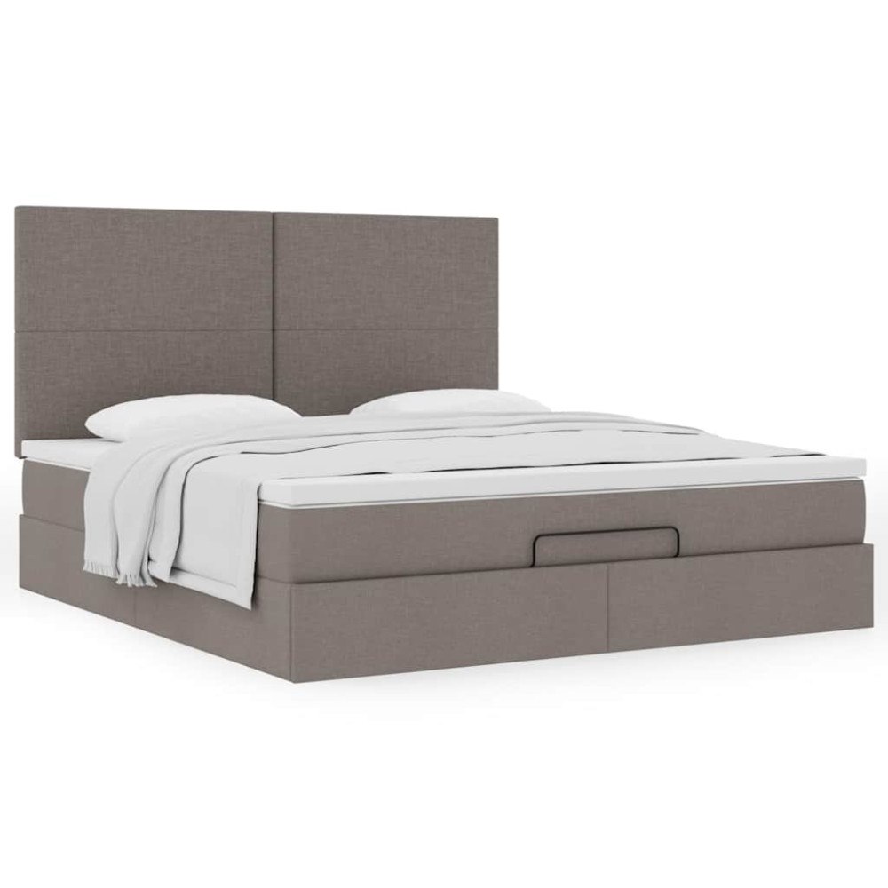 vidaXL Ottoman sängram med madrass taupe 180x200 cm tyg