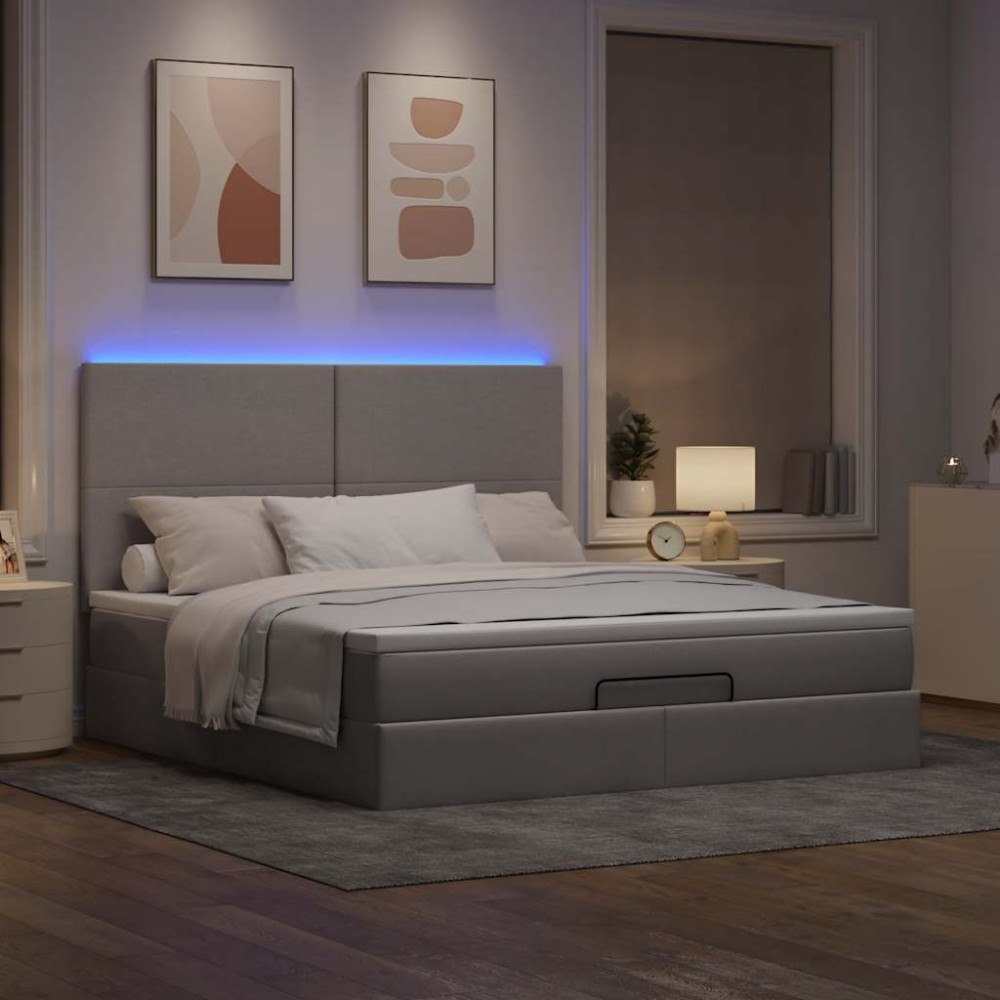 vidaXL Ottoman sängram med madrass taupe 180x200 cm tyg