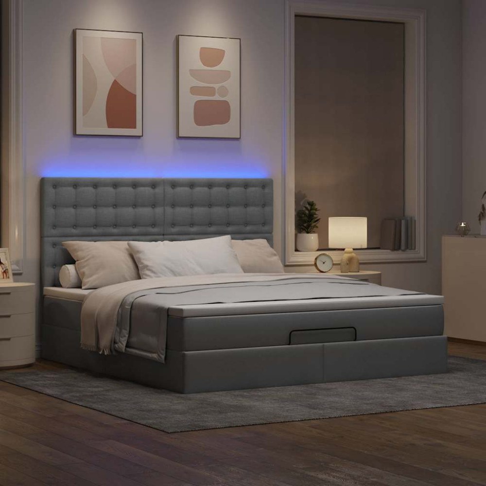 vidaXL Ottoman sängram med madrass taupe 180x200 cm tyg
