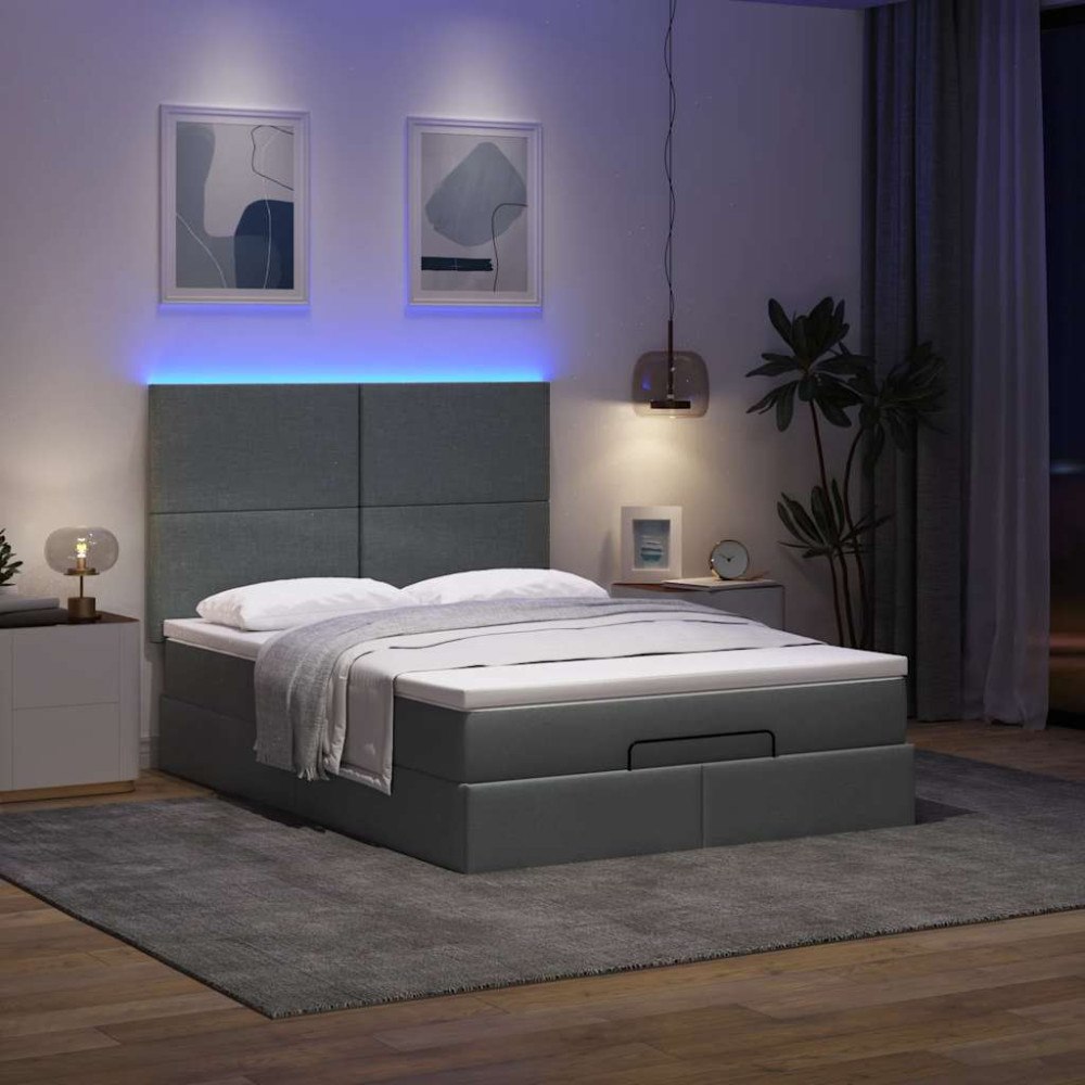 vidaXL Ottoman sängram med madrasser rosa 140x190 cm sammet