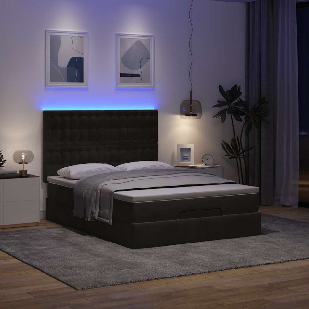 vidaXL Ottoman sängram med madrasser svart 140x190 cm sammet