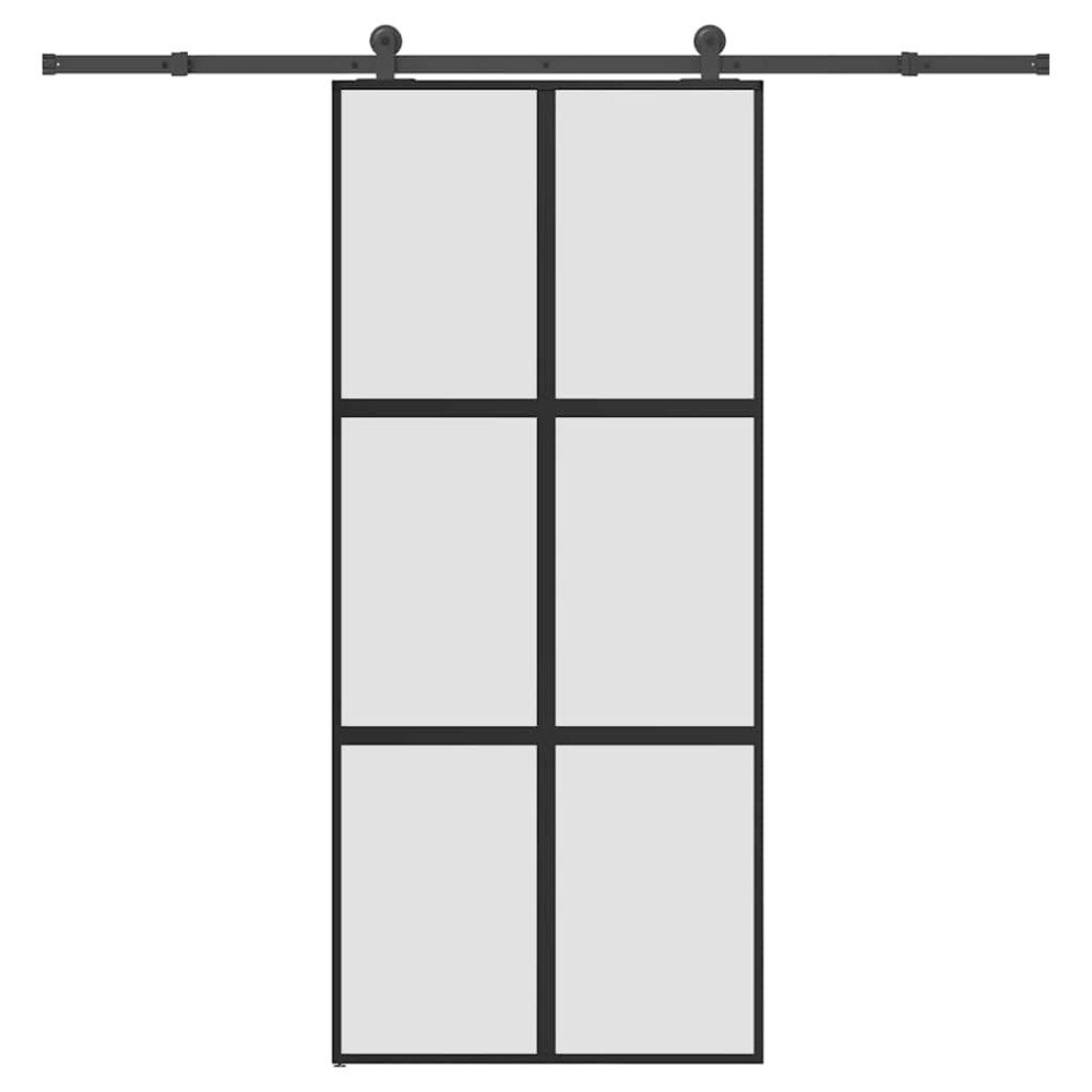 vidaXL Skjutdörr med beslagset härdat glas och aluminium 90x205 cm