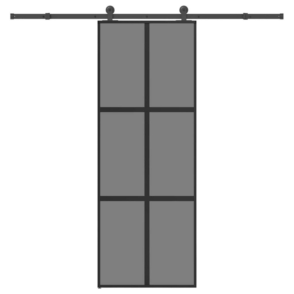vidaXL Skjutdörr med beslagset härdat glas och aluminium 76x205 cm