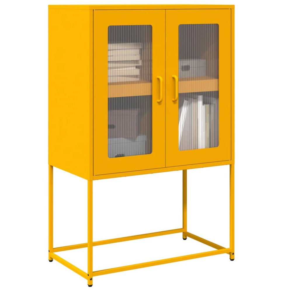 vidaXL Hög stol senapsgul 68x39x107 cm stål