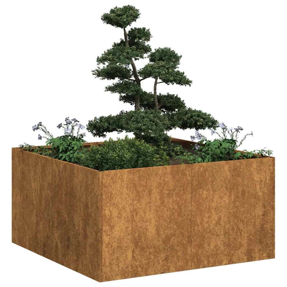 vidaXL Planteringskärl rostig 80x80x40 cm väderbeständigt stål