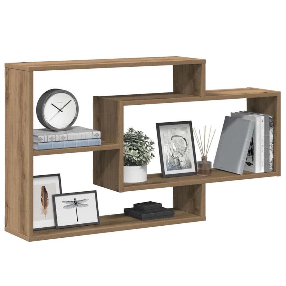vidaXL Vägghylla hantverksmässig ek 104x20x58,5 cm konstruerat trä