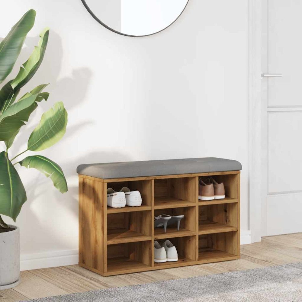 vidaXL Skobänk hantverksmässig ek 82x32x50 cm konstruerat trä