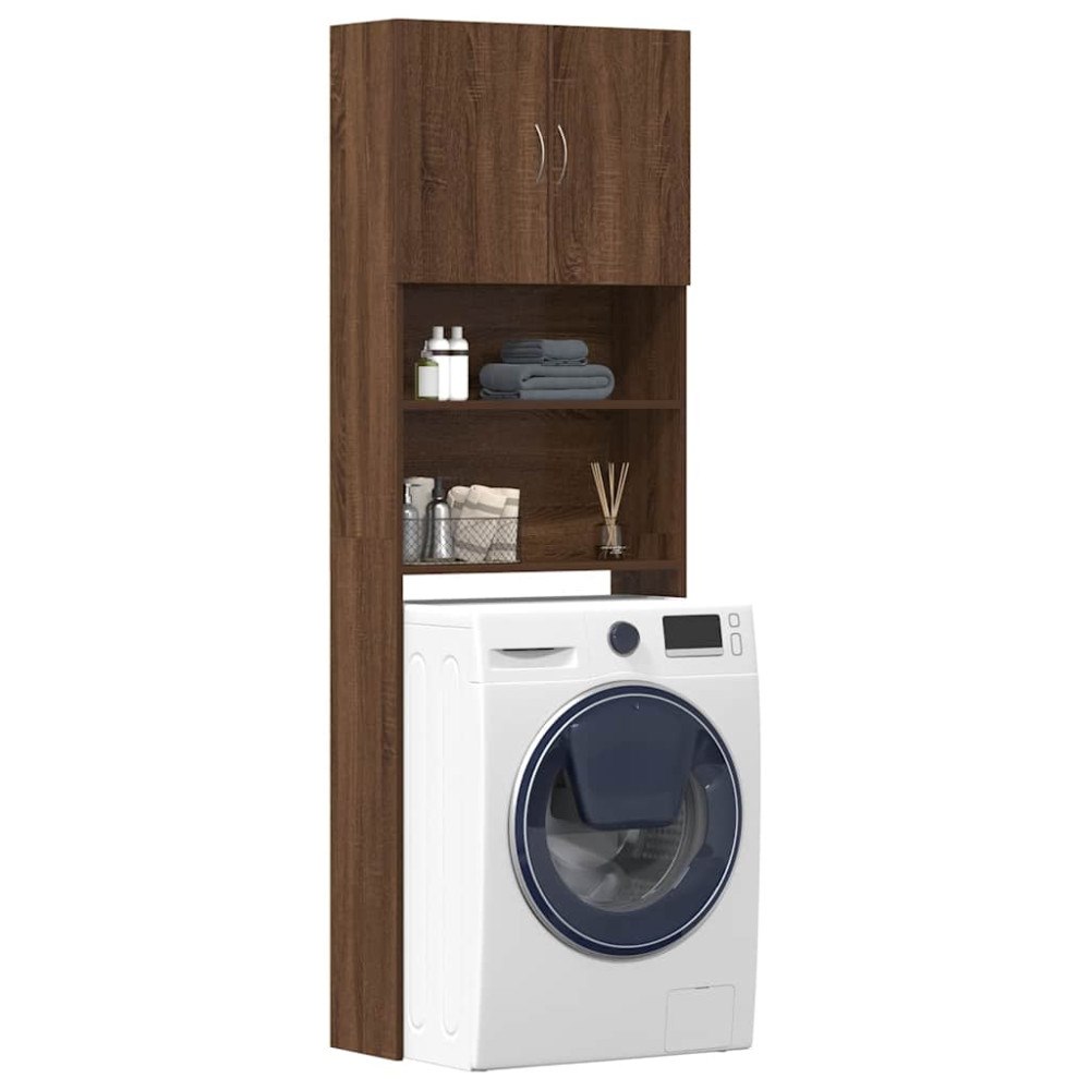 vidaXL Tvättmaskinsskåp brun ek 64x24x190 cm konstruerat trä